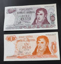 ARGENTINA 1,10 PESOS (P293 - 295) N. D. (1970-76) SET OF 2 NOTES UNC