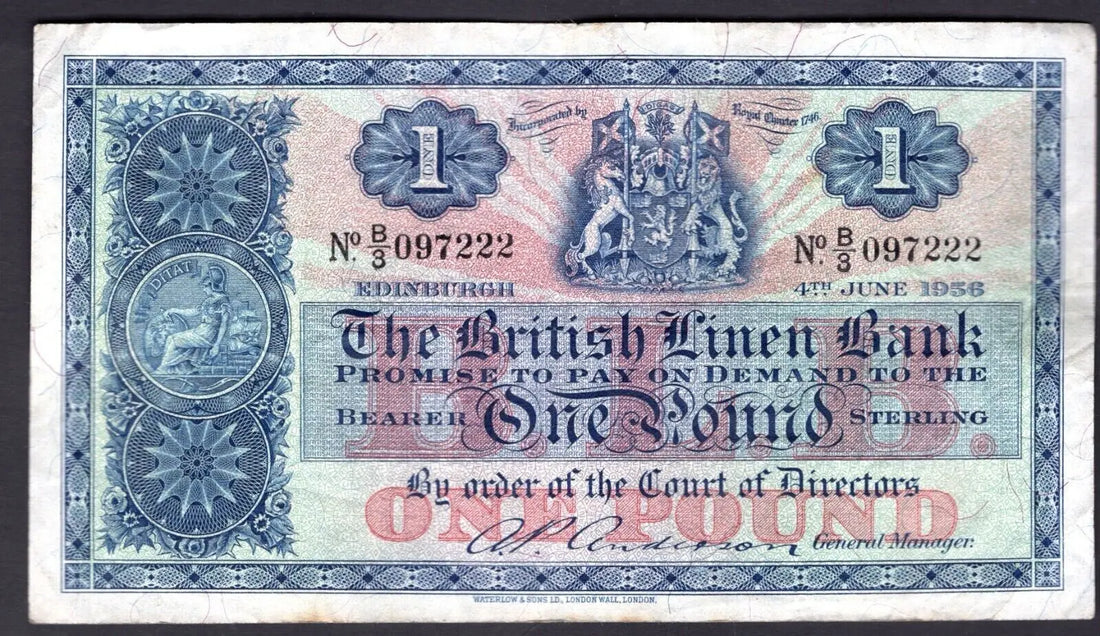 The British Linen Bank 1956 £1 Fine