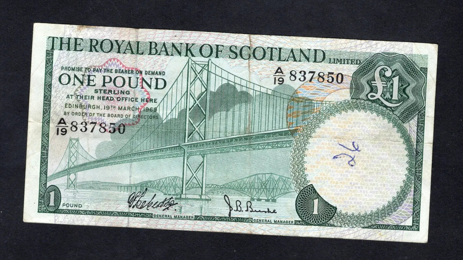 Royal BANK OF SCOTLAND  ONE POUND 1968/70 choose Year & Prefix See Menu/REF D6