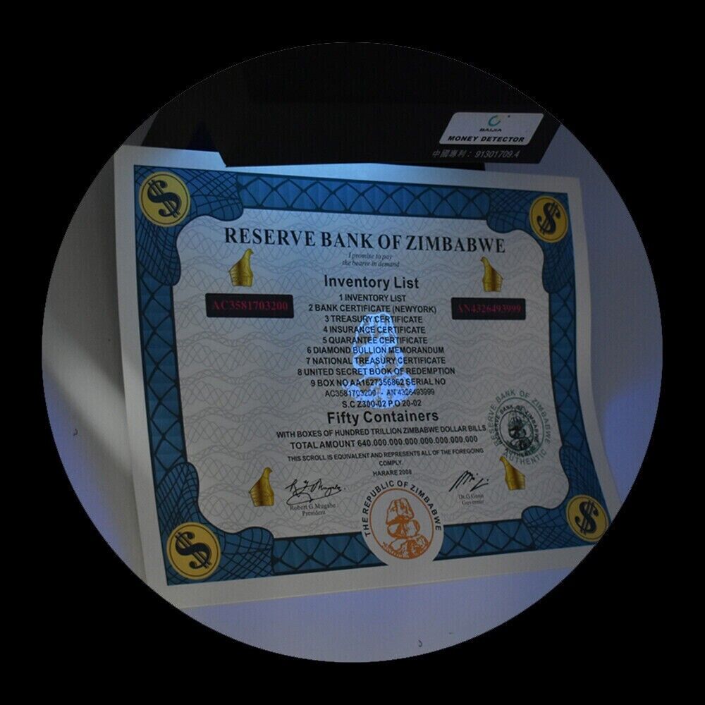 Zimbabwe :Inventory List: Fifty Containers certificates - worldbanknote