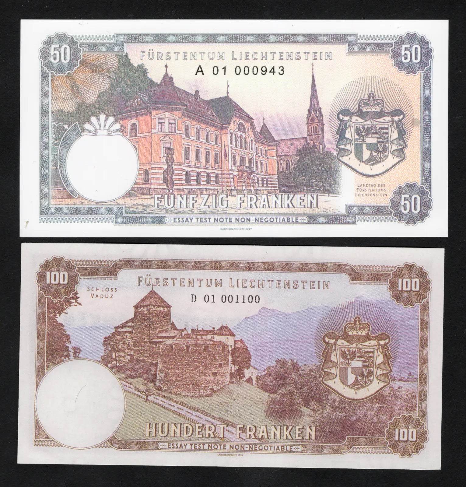 Set Of 4 Liechtenstein(10, 20,50, 100 Francs) 2018/2020 Fantasy Notes