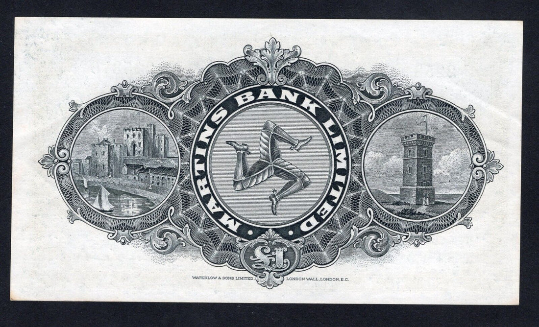 ISLE OF MAN Martins Bank 1957 £1 AUNC/REF D5 - worldbanknote