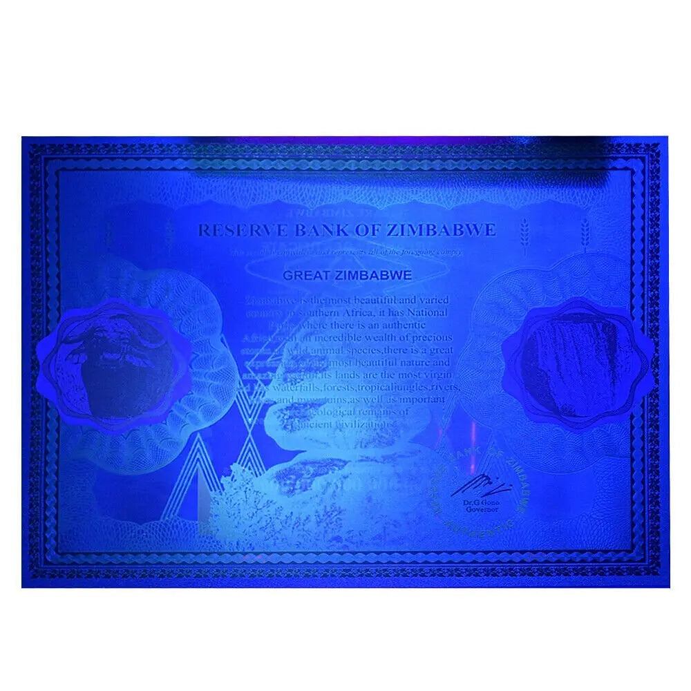 100 Trillion Dollar Gold Foil Banknote Zimbabwe Large Certificate Collectibles