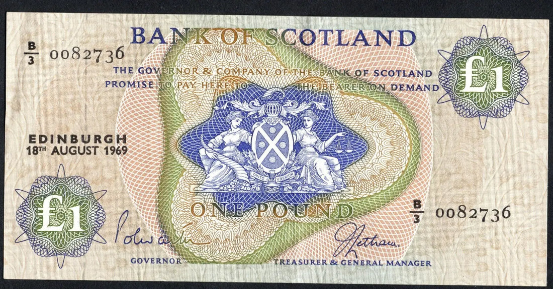 BANK OF SCOTLAND £1 One Pound Banknotes 1968/69by Year & Prefix See Menu/REF D4