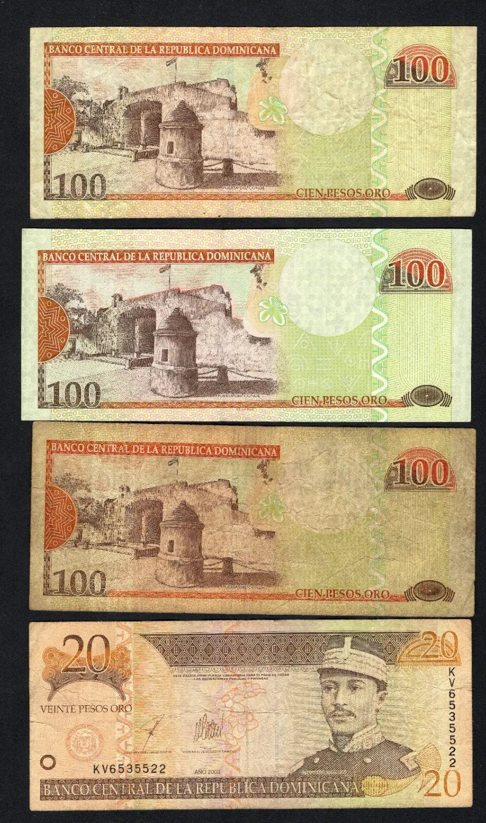 Group  of 12  Dominican Peso Banknotes 1988/2006 Used /c1