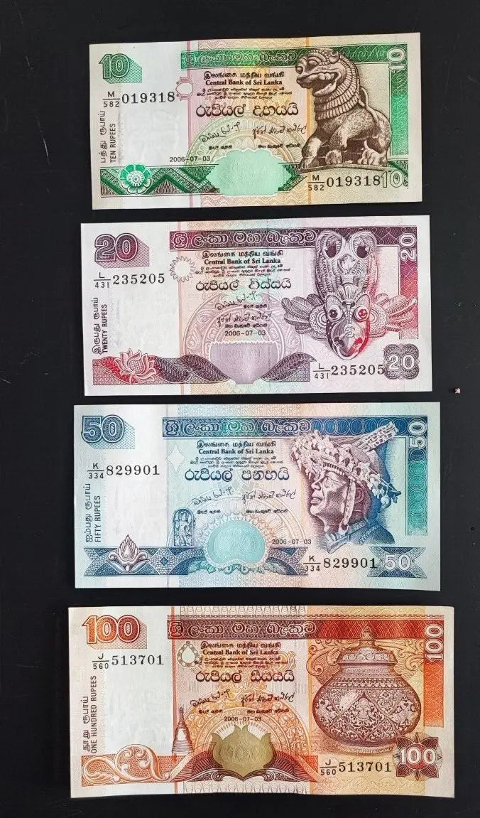 Sri Lanka 10 20 50 100 UNC Banknote