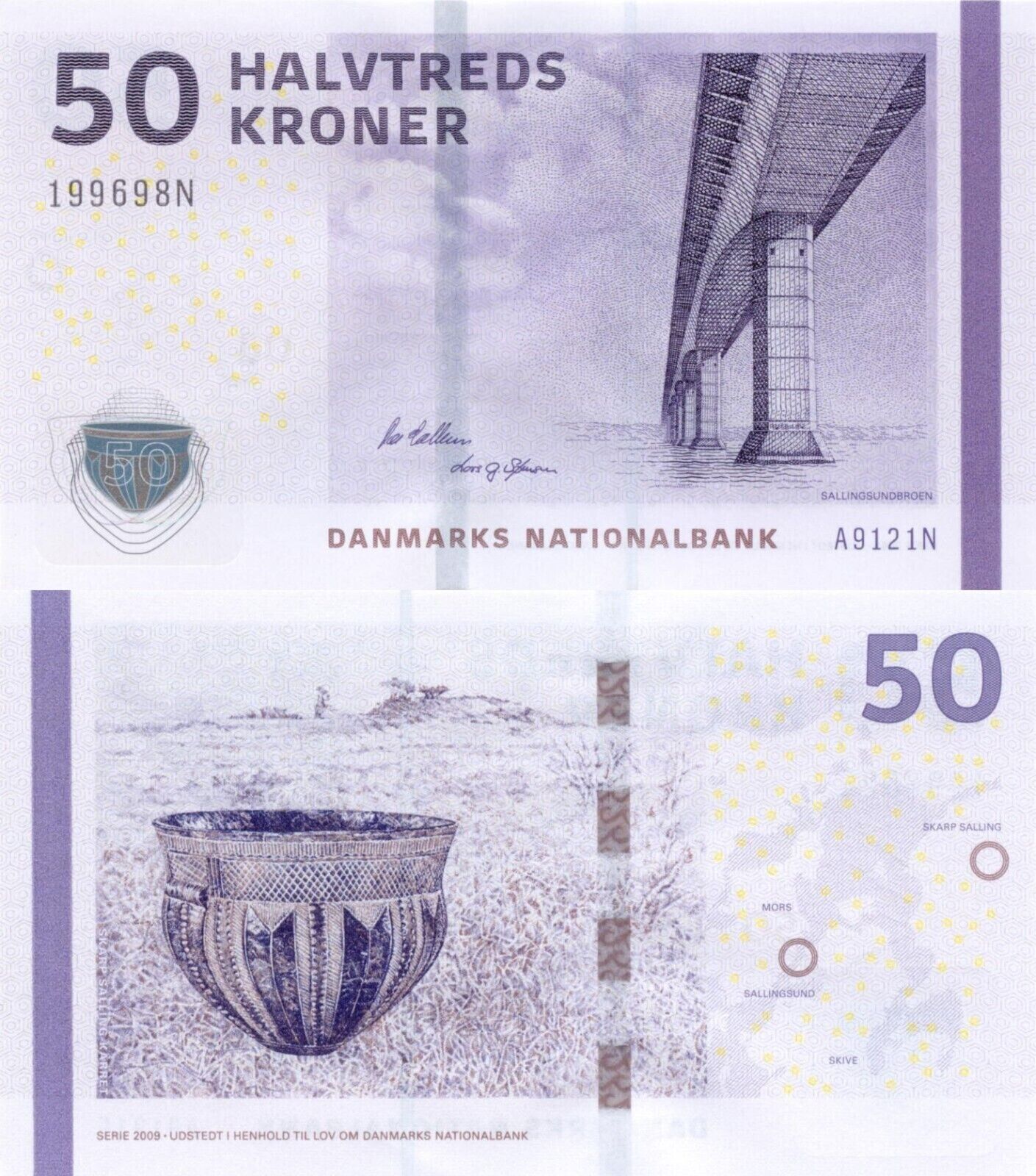Denmark 50 Kroner (2009) - Sallingsund Bridge UNC - worldbanknote