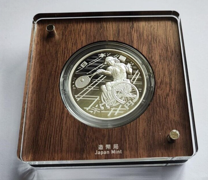 Tokyo Paralympic 2020 Game Wheelchair Tennis 1000Yen Silver Proof Coin - worldbanknote
