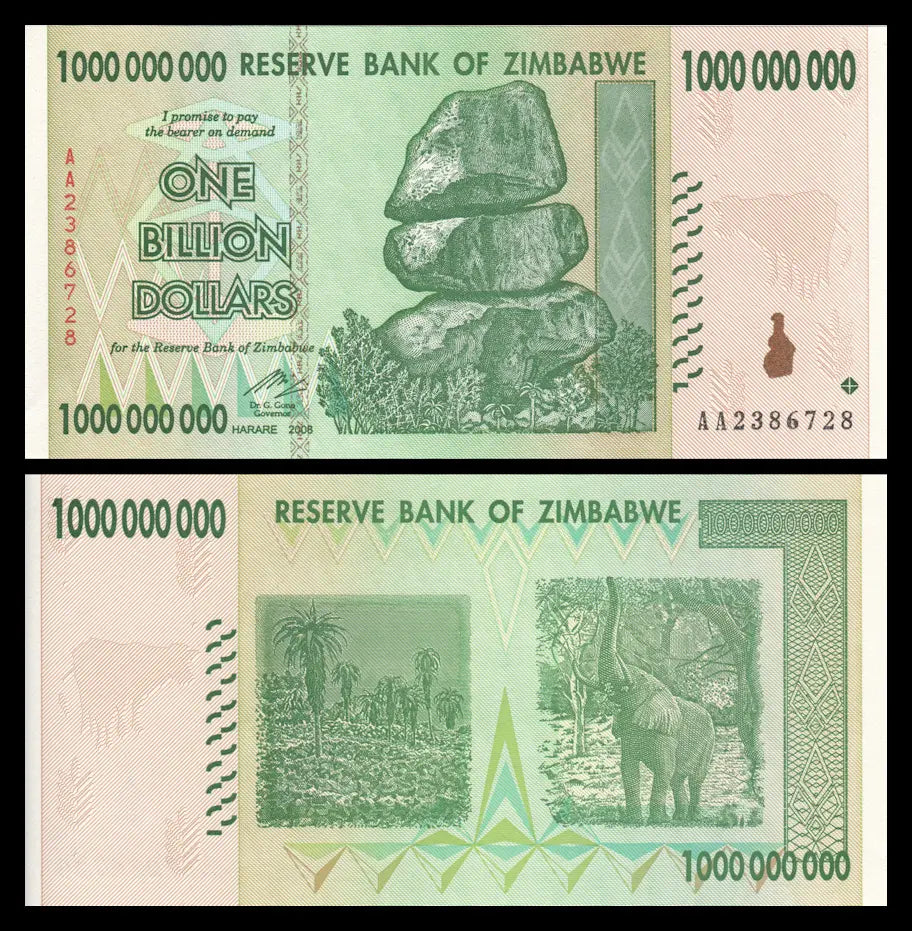 Zimbabwe 1 Billion Dollars 2008 P-83 Banknotes UNC