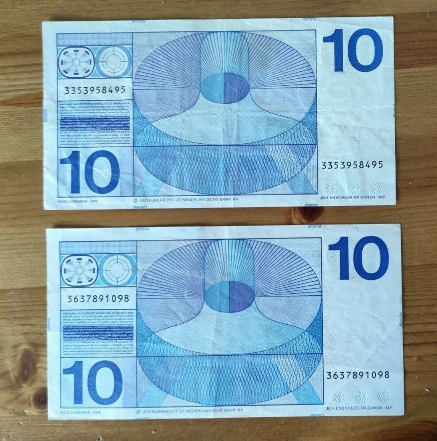 a pair of Netherlands 10 Gulden extra fine - worldbanknote