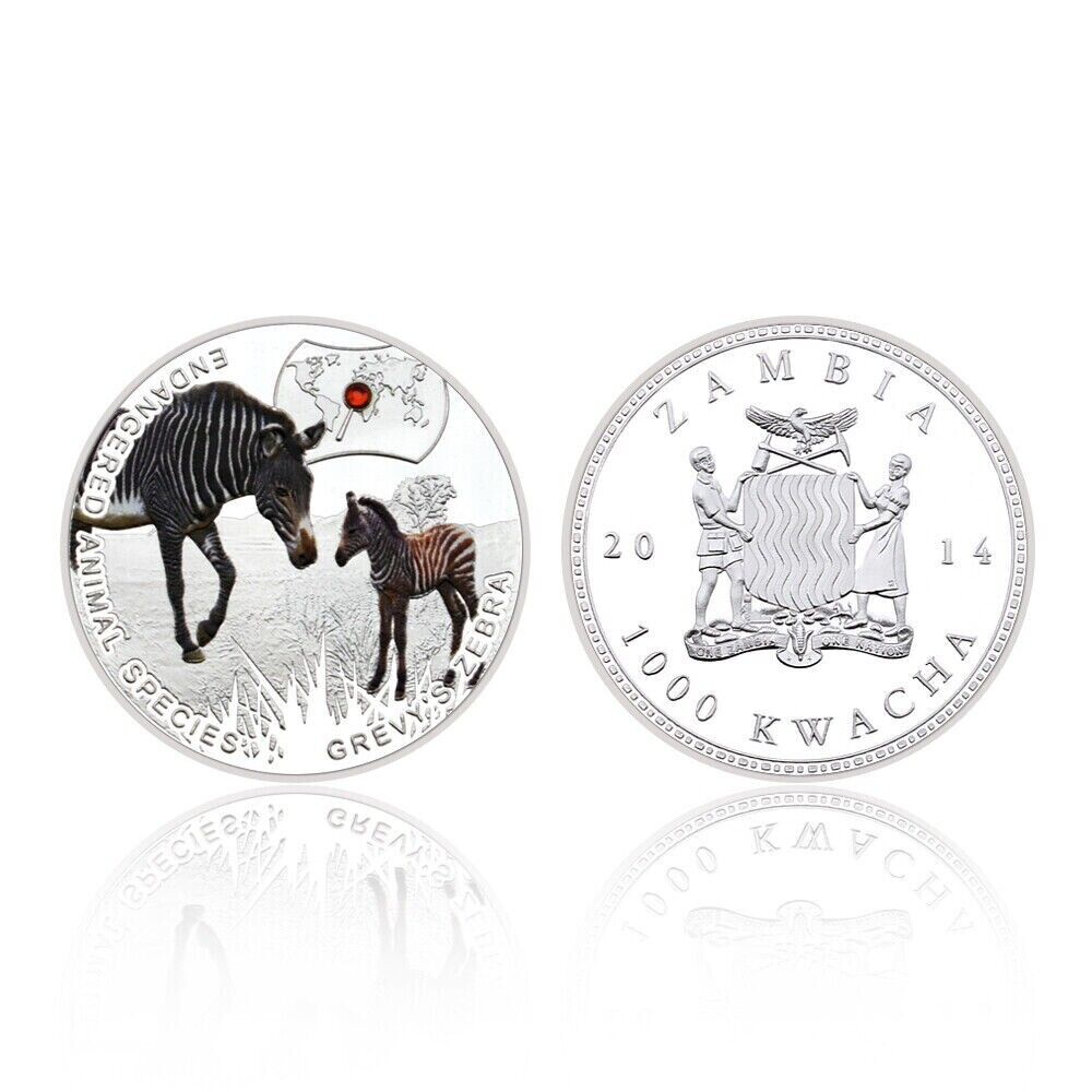 Souvenir Gifts Endangered Animal Species Grevy's Zebra Silver Plated Coin - worldbanknote