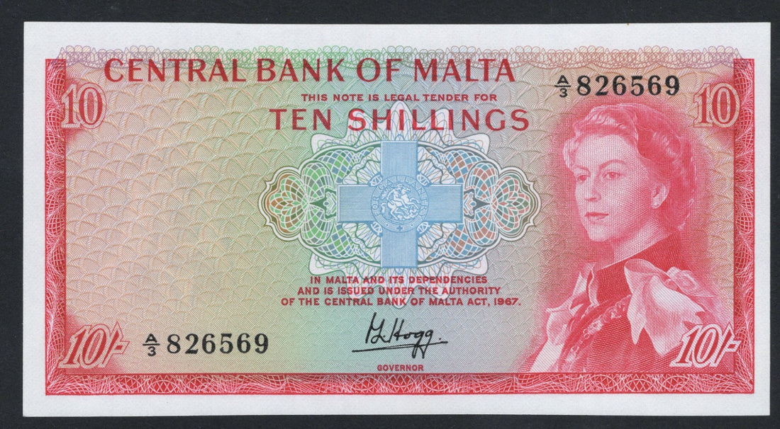 MALTA 1967 10 Shillings AUNC /F10