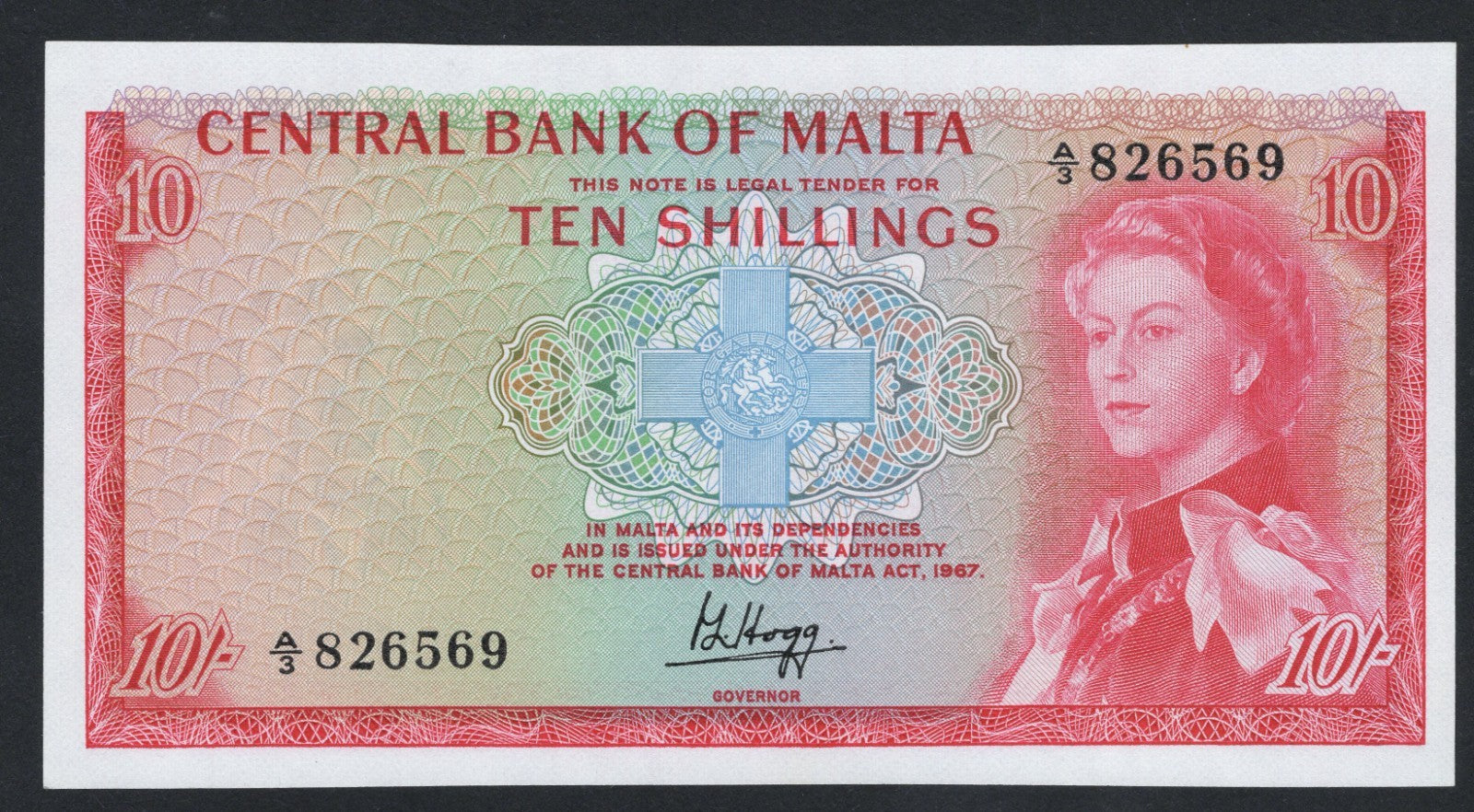 MALTA 1967 10 Shillings AUNC /F10