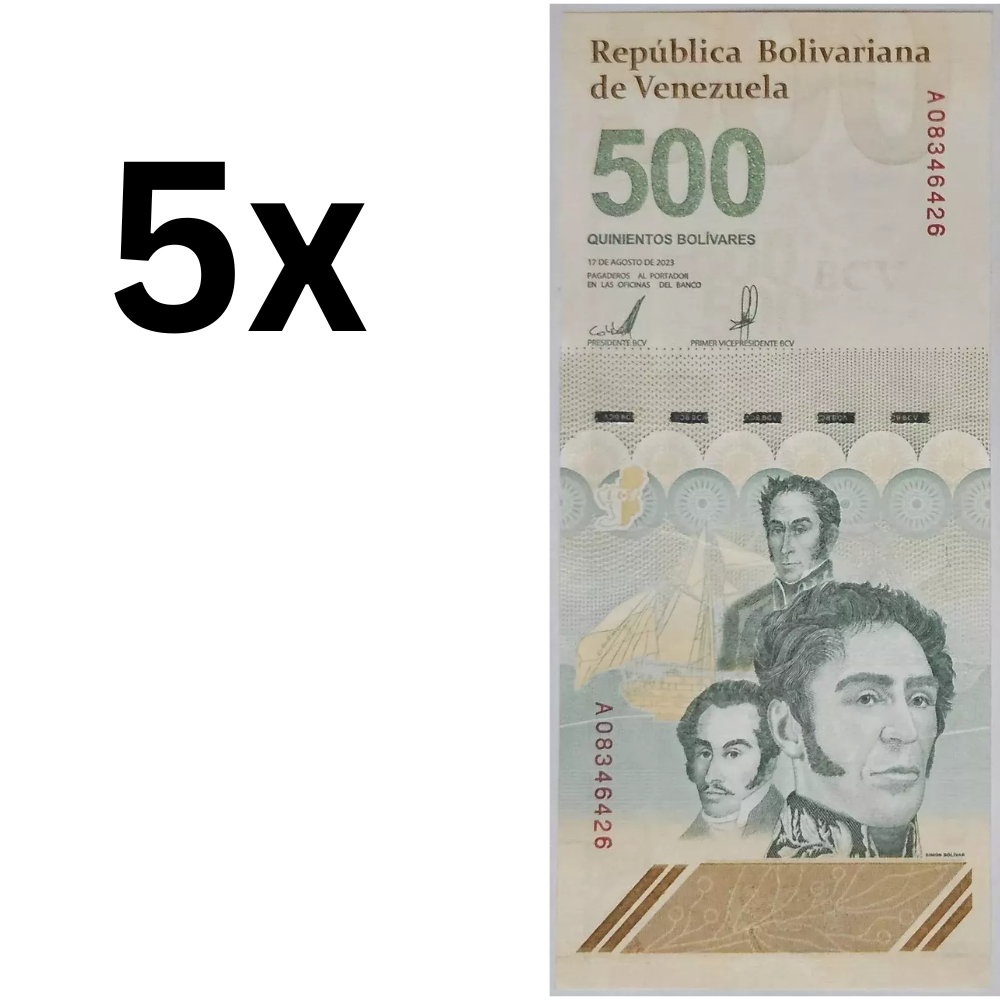 5xNEW BANKNOTE 500 BOLIVARES (500'000.000 BS) 2023 /2024 VENEZUELA UNC - worldbanknote
