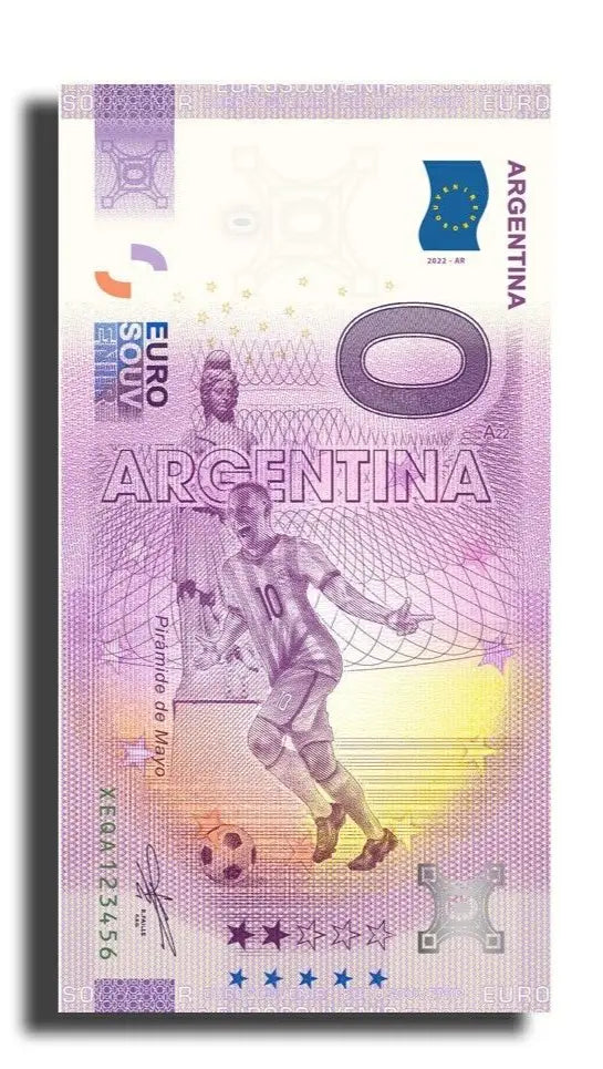 0 Euro Souvenir Banknote World Cup Qatar - Argentina  Official Euro Souvenir