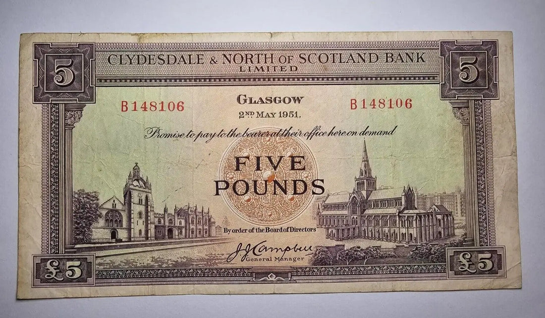 Clydesdale & North of Scotland Bank £5 BANKNOTE FINE/REF B2