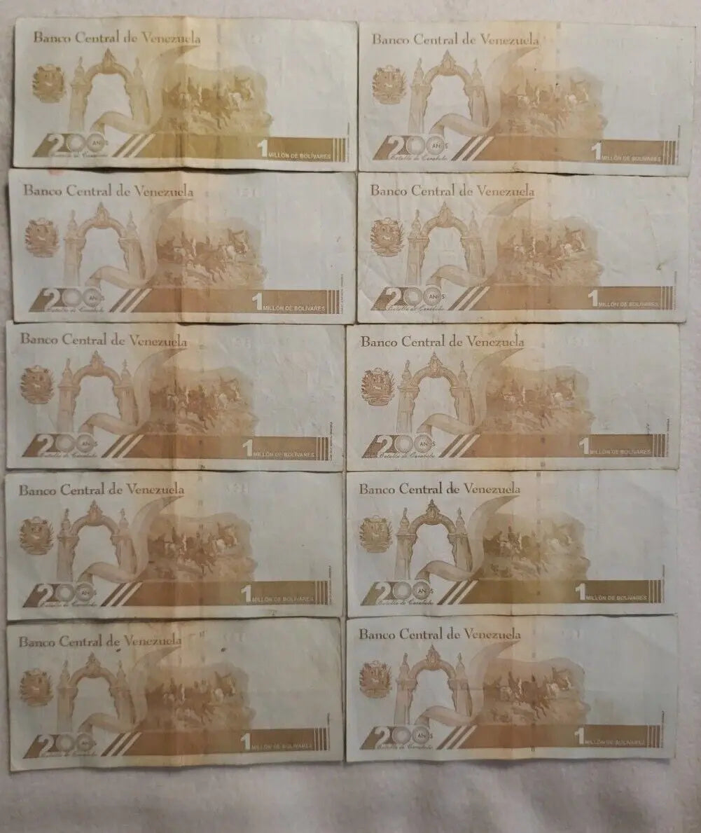 10xVENEZUELA One Million Bolivares note Used