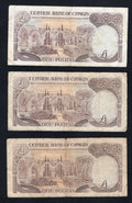 3xCYPRUS  One Pound £1 Banknote - 1989/1994 used/ref s1