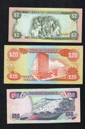 5 Jamaica banknotes: 2,20,50,100,500 dollars(1979/2010) unc/c2