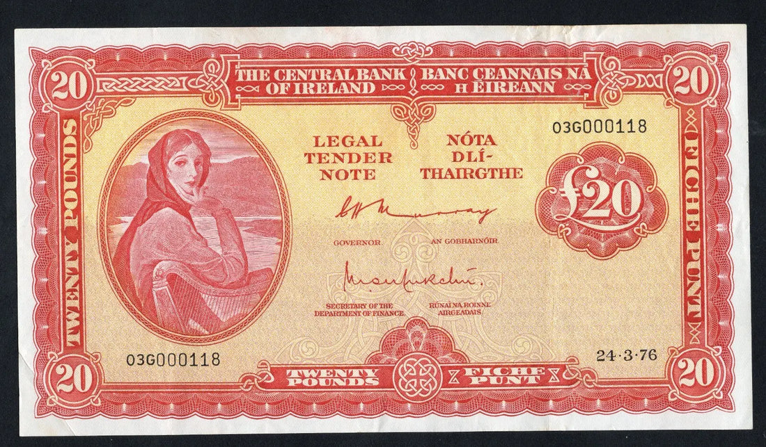Central Bank of Ireland, 20 Pounds 1976 VF/XF/V11