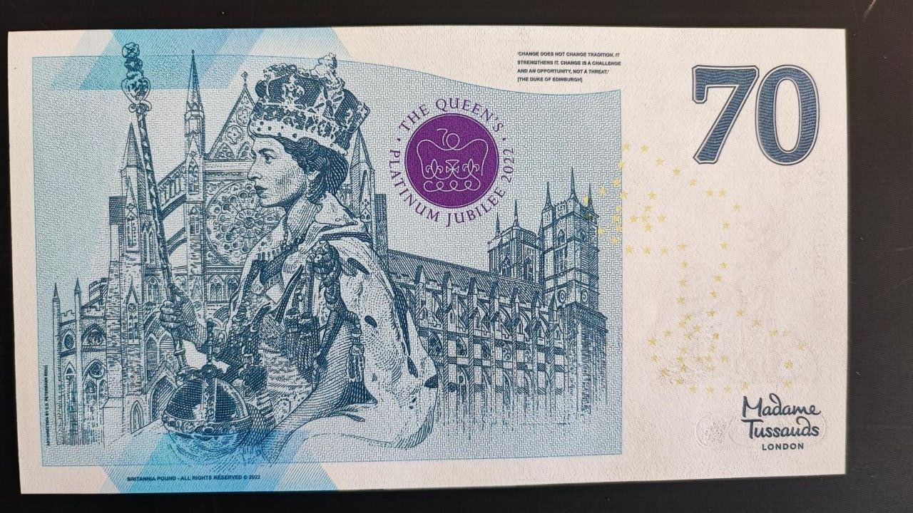 THE QUEEN'S PLATINUM JUBILEE 2022 BRITANNI COMMEMORATIVE BANKNOTE - worldbanknote