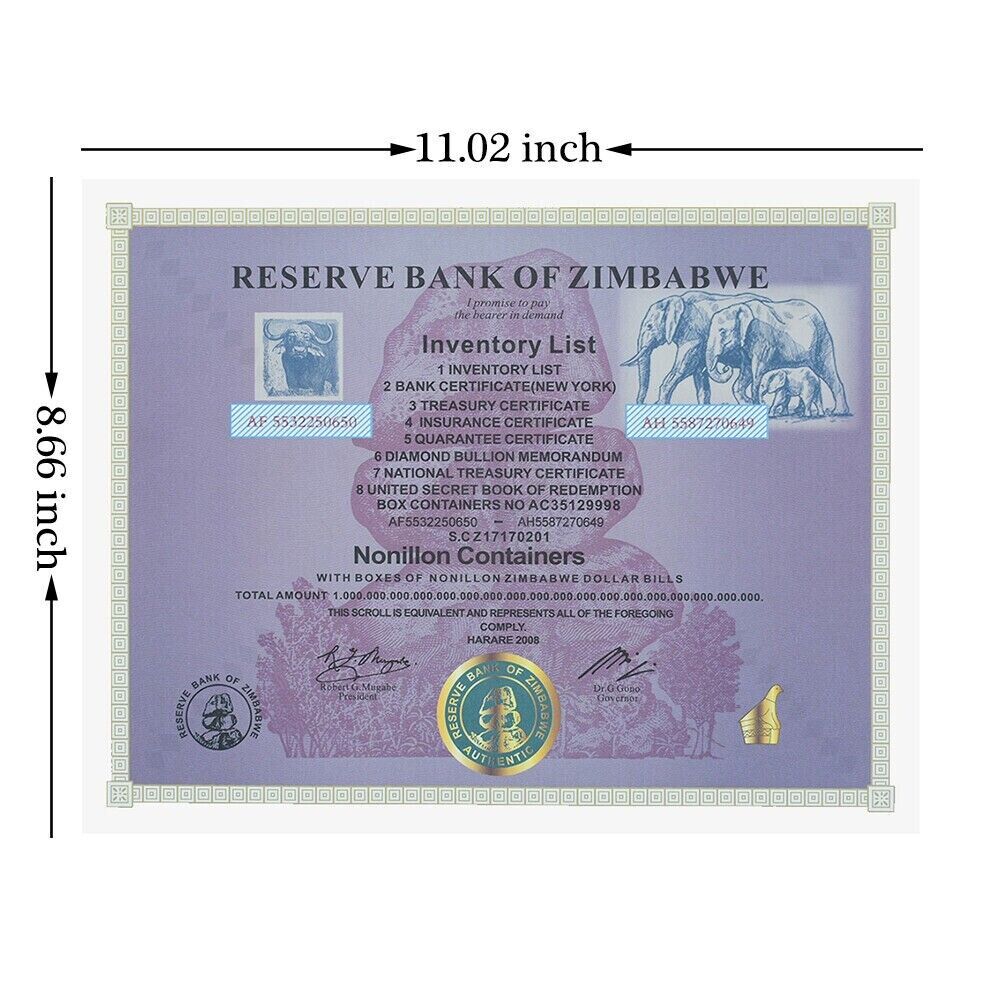 Zimbabwe Nonillon Containers Scroll Banknote 54 Zero Paper Money With UV - worldbanknote