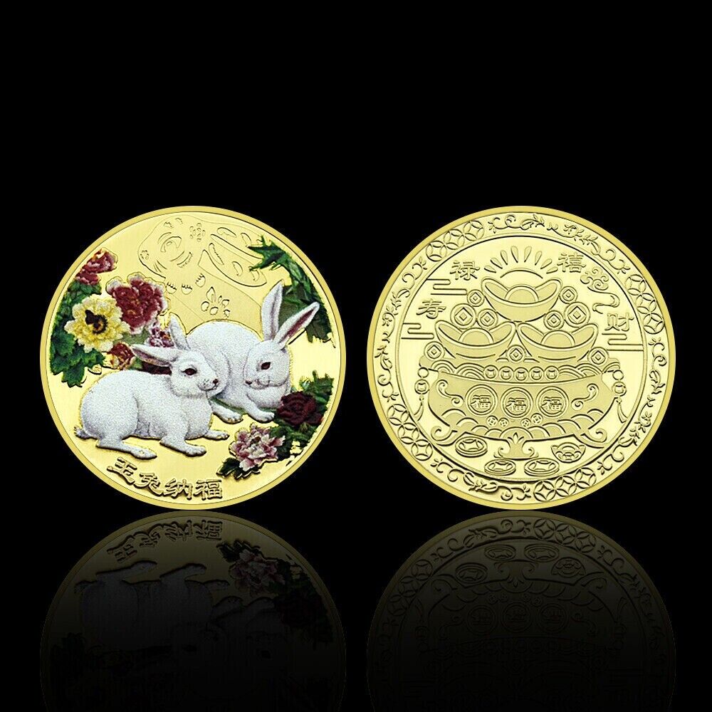 2pcs 2023 Year of The Rabbit Coin Chinese Zodiac Commemorative Medal in Capsule - worldbanknote