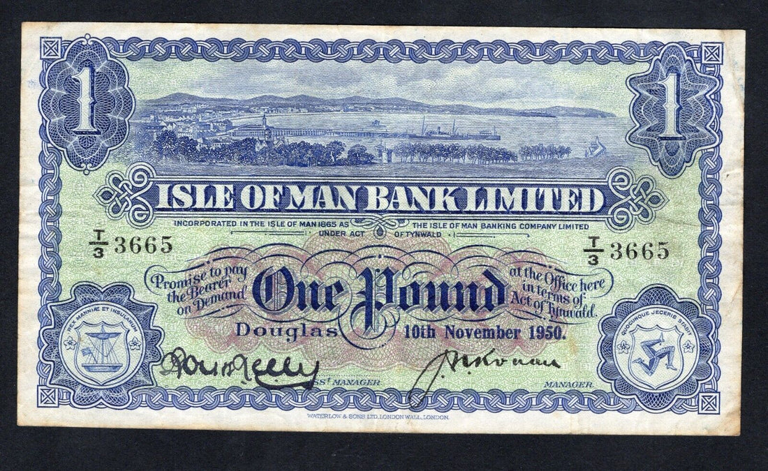 ISLE OF MAN Bank Limited 1950 £1 Very Fine/REF D5 - worldbanknote
