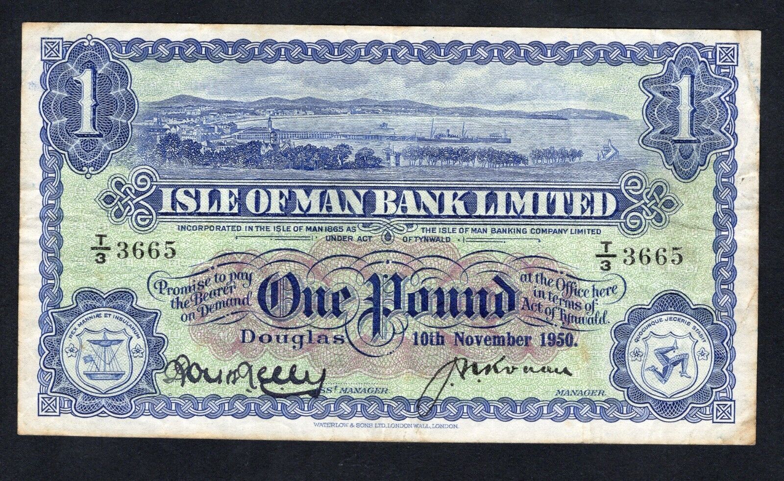 ISLE OF MAN Bank Limited 1950 £1 Very Fine/REF D5 - worldbanknote