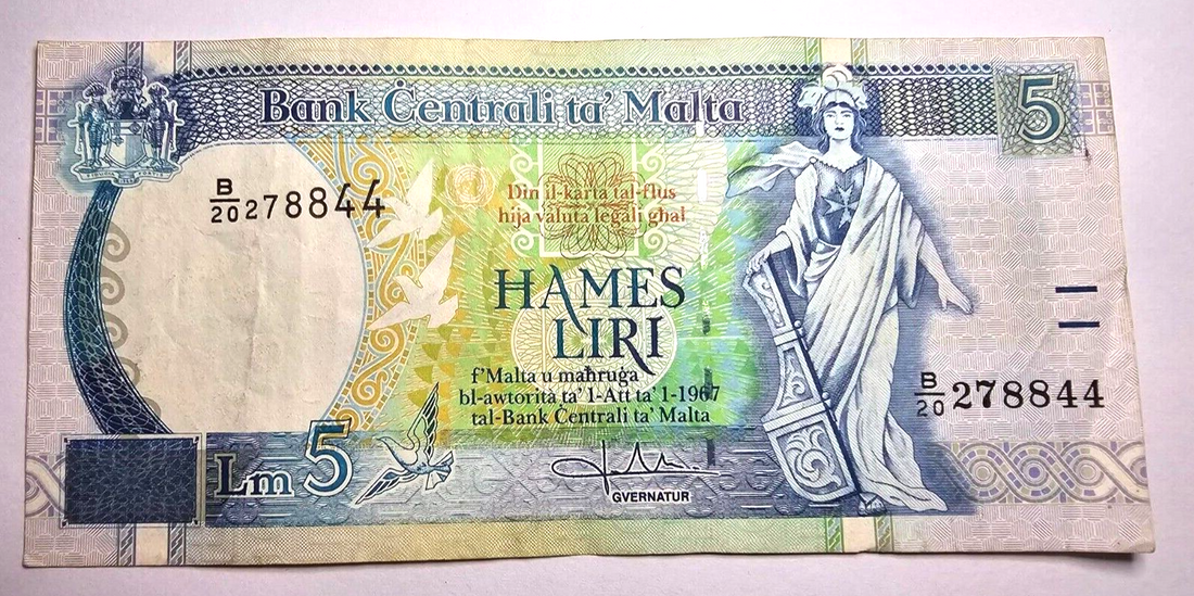 malta 5 liri very fine 1967 /ref d23 - worldbanknote