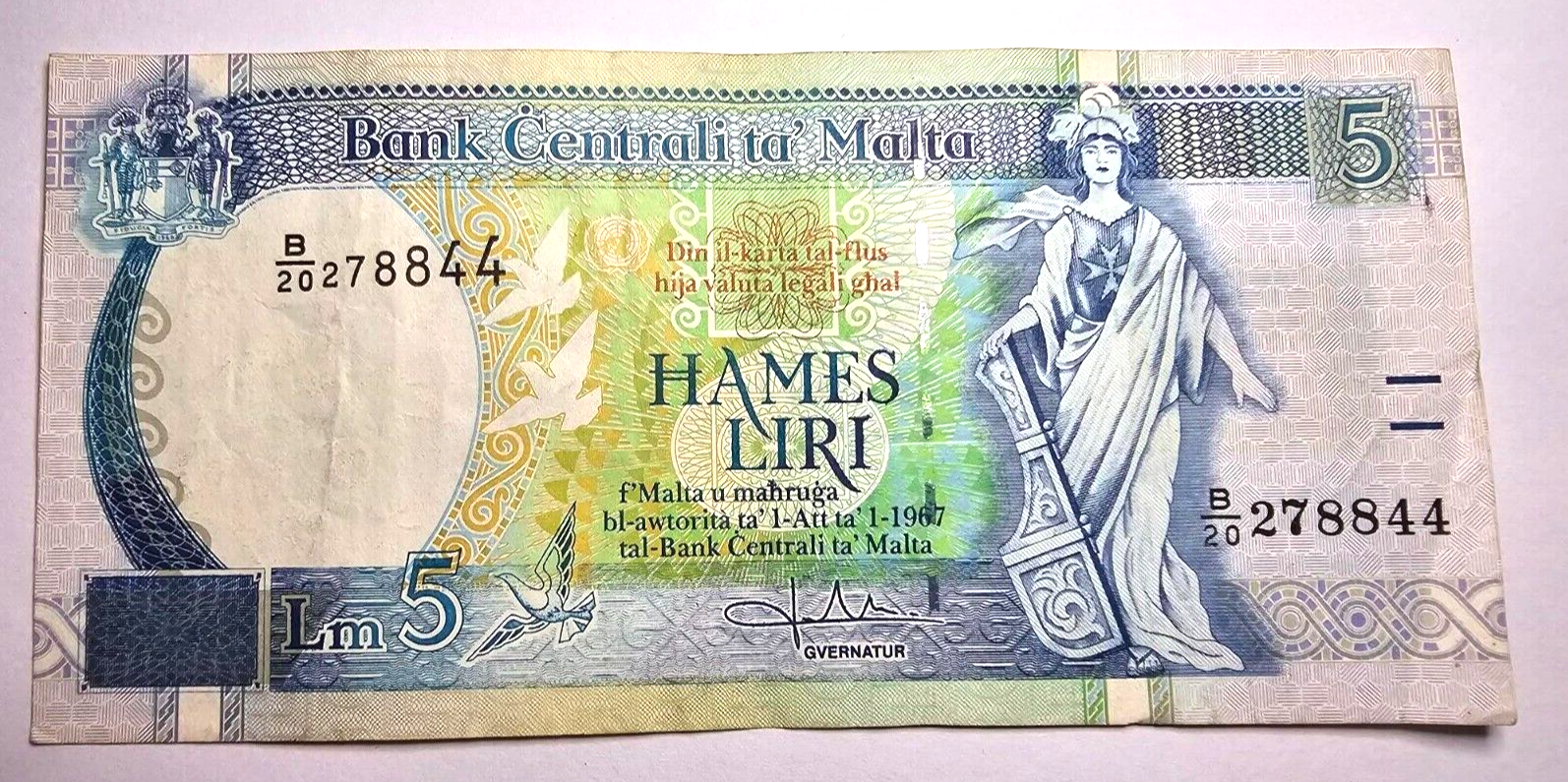 malta 5 liri very fine 1967 /ref d23 - worldbanknote