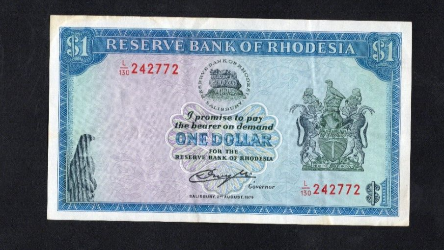 1978 RHODESIA (ZIMBABWE) 1 OLD RHODESIAN DOLLAR BANKNOTE AFRICA AU/REF B3 - worldbanknote