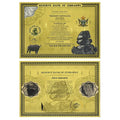 100 Trillion Dollar Gold Foil Banknote Zimbabwe Large Certificate Collectibles