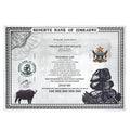 100 Trillion Dollar Silver Foil Banknote Zimbabwe Large Certificate Collectibles