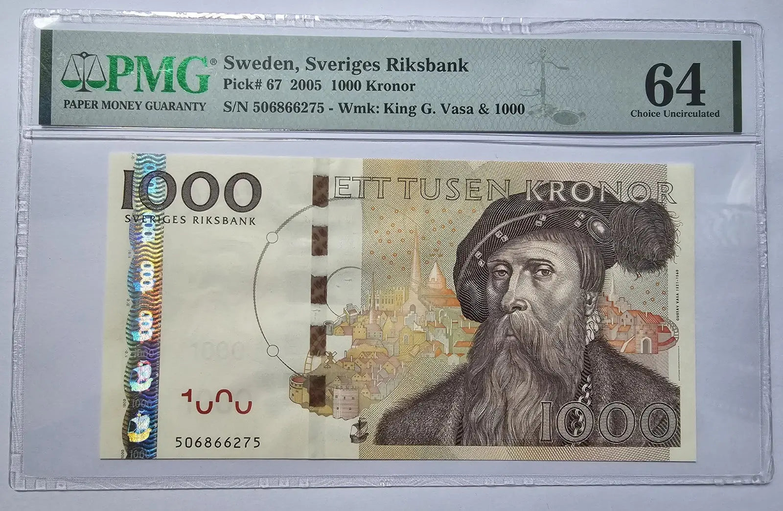 front of Sweden P67 2005  1000 Kronor PMG64