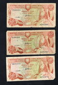 5xCYPRUS 50 cents Banknote used- 1983/1988 /ref s1
