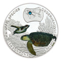 Art Crafts Endangered Animal Species Loggerhead Sea Turtle Silver Plated Coins - worldbanknote