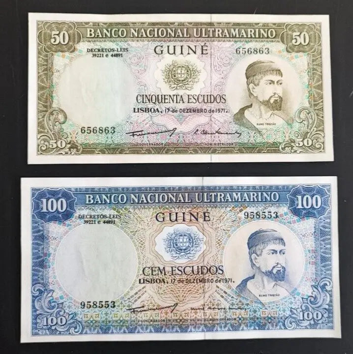 SET Of 2 Portuguese Guinea, 50;100 Escudos 1971 P-44;45 UNC