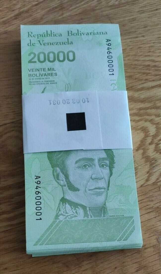 100xVENEZUELA 20,000 Bolivares note UNC - worldbanknote