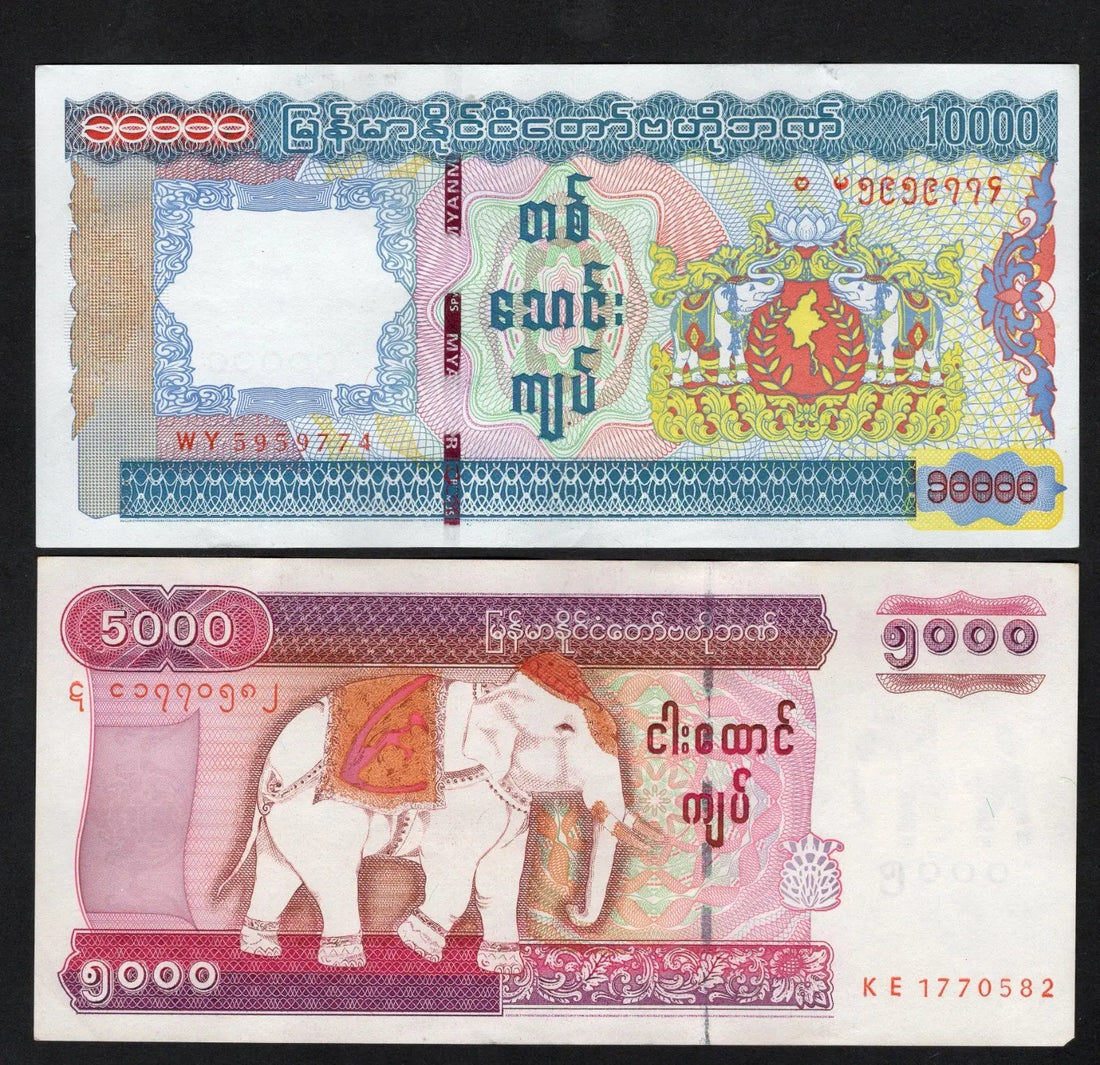 front of MYANMAR SET P83/P84* 5000/10000 KYATS* ND 2014/2015 XF/W2