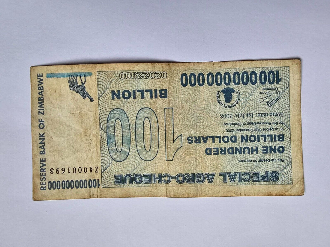 Zimbabwe 100 Billion Dollars 2008 P-64 ZA Prefix Replacement Low Serial Number. - worldbanknote