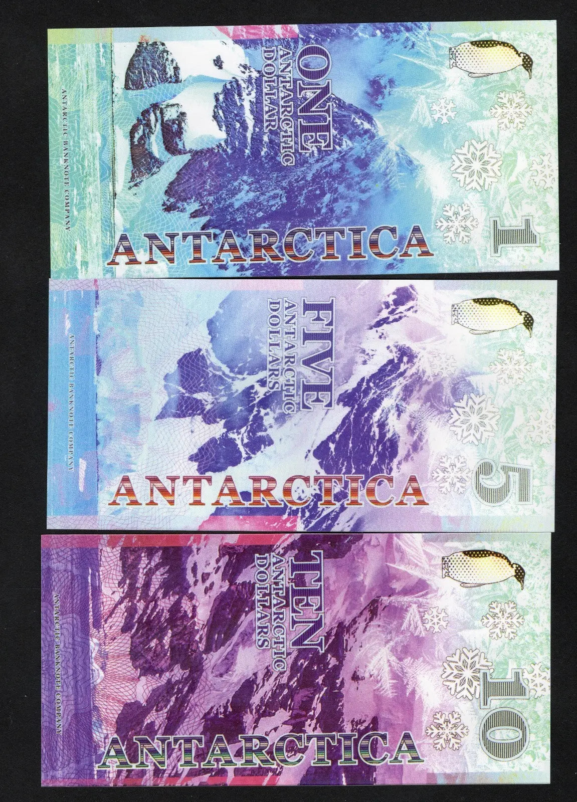 Antarctica Set 6 1 5 10 20 50 100 Dollars 2020 polymer Fantasy/w2