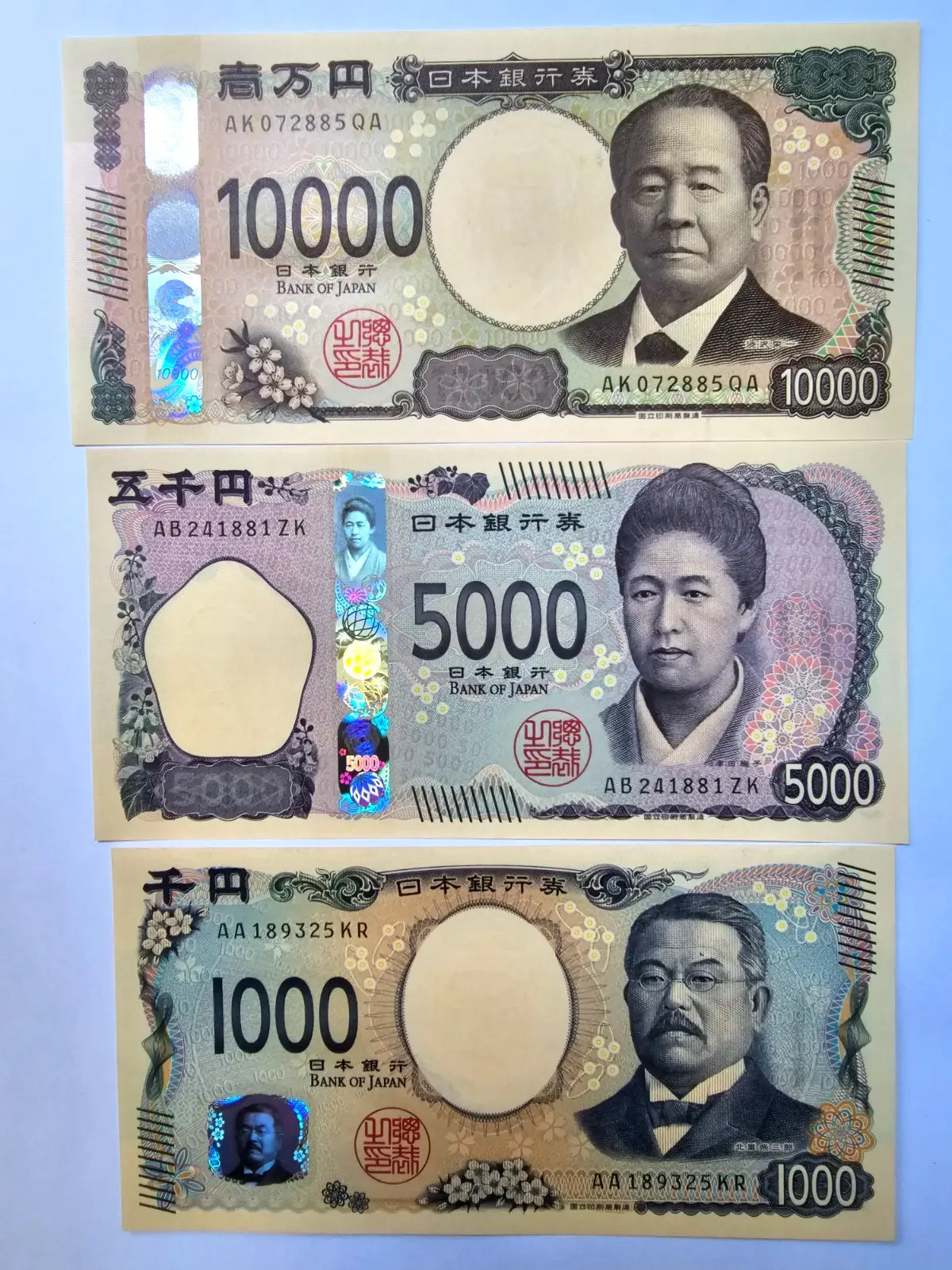 front of JAPAN Set 3 - 1000 5000 10000 Yen 2024 P 107-109  UNC/w1