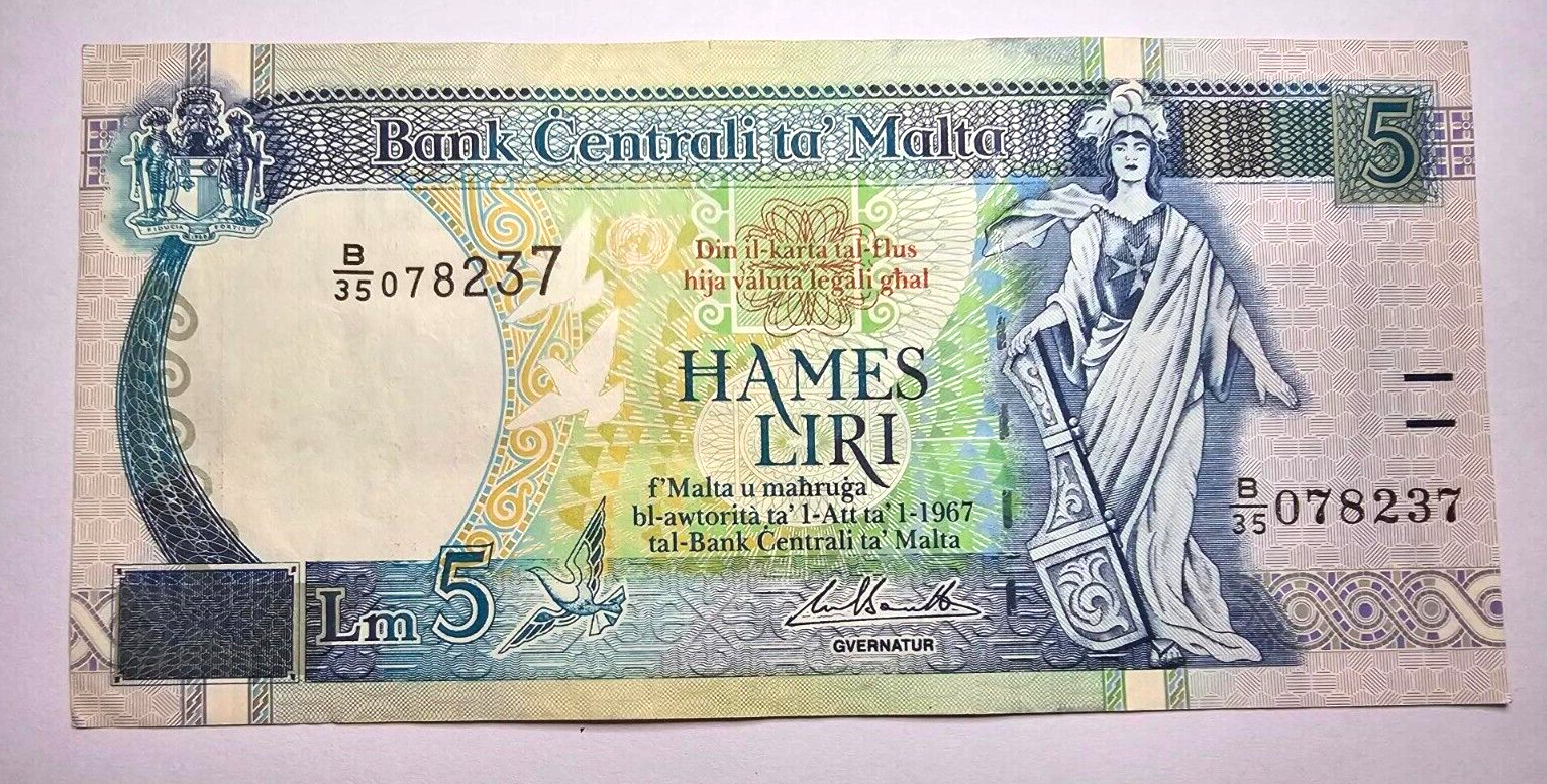 malta 5 liri very fine 1967 /ref d2 - worldbanknote