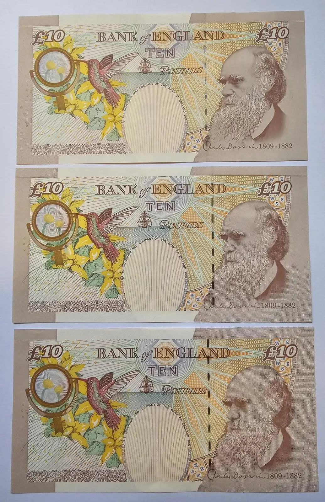 5xBANK OF ENGLAND £10  AUNC/ D15
