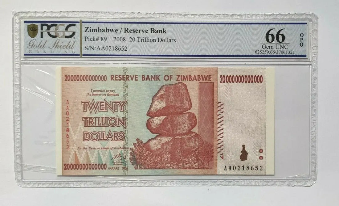 Zimbabwe PCGS Gem UNC 66 EPQ 20 trillion dollars