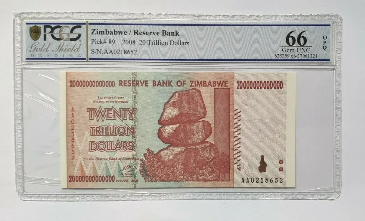 Zimbabwe PCGS Gem UNC 66 EPQ 20 trillion dollars