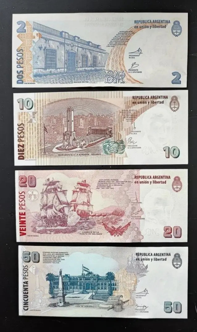 Argentina  2,10, 20,50 Pesos Set, 1992-2003, UNC