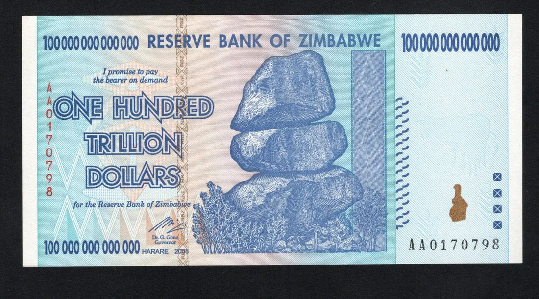 Zimbabwe 100 Trillion Dollar banknote. Genuine  AUNC AA Serial Number UV checked
