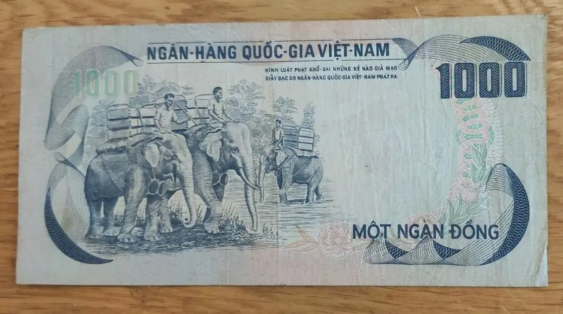 South Vietnam 1000 Dong ND (1972) P-34 Banknotes used